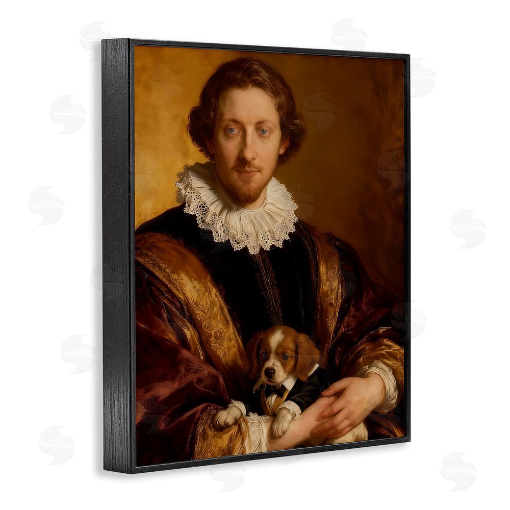 CAD Designs Renaissance Noble with Loyal Companion Black Framed Giclee Wall Art Print