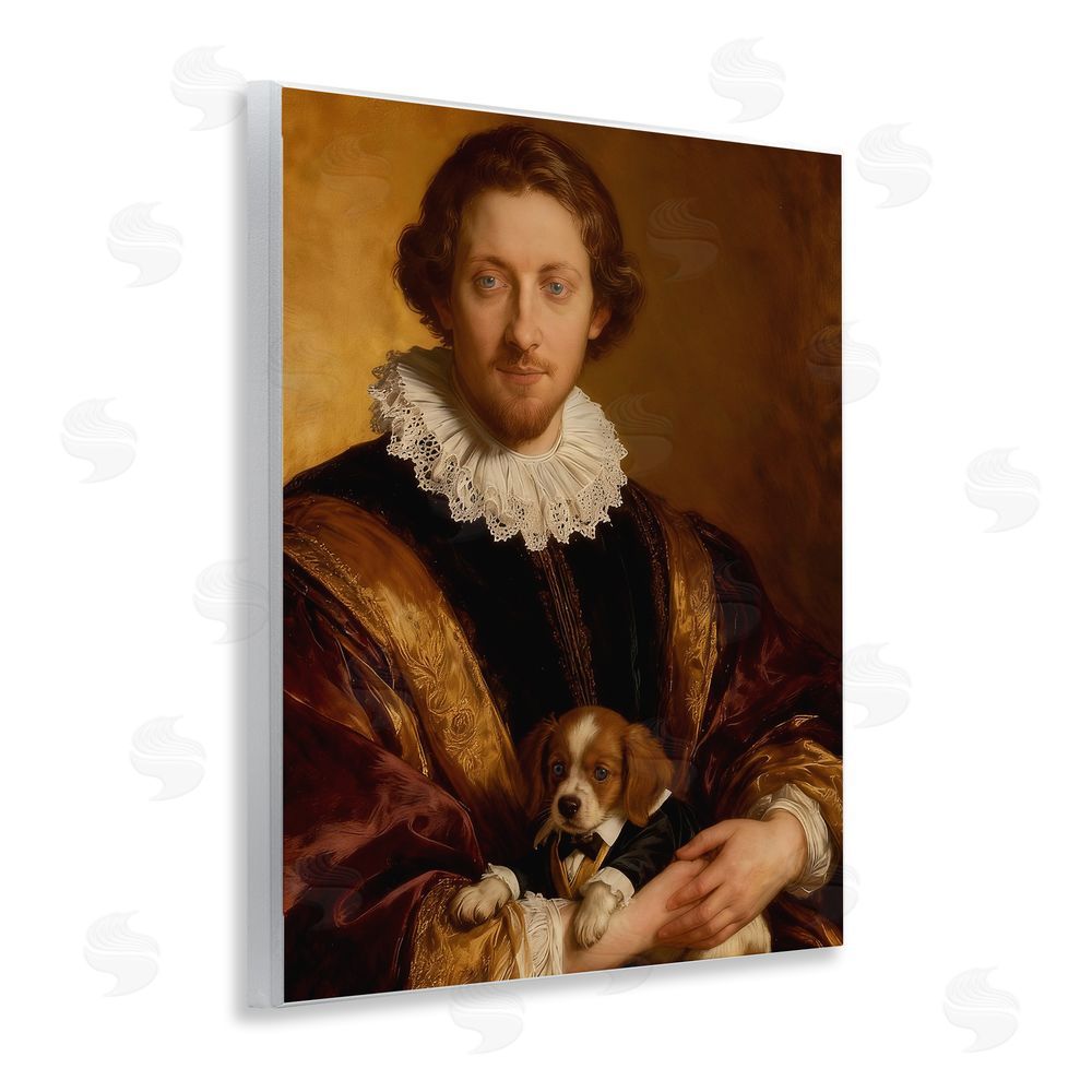 CAD Designs Renaissance Noble with Loyal Companion Wooden Wall Plaque Art Print