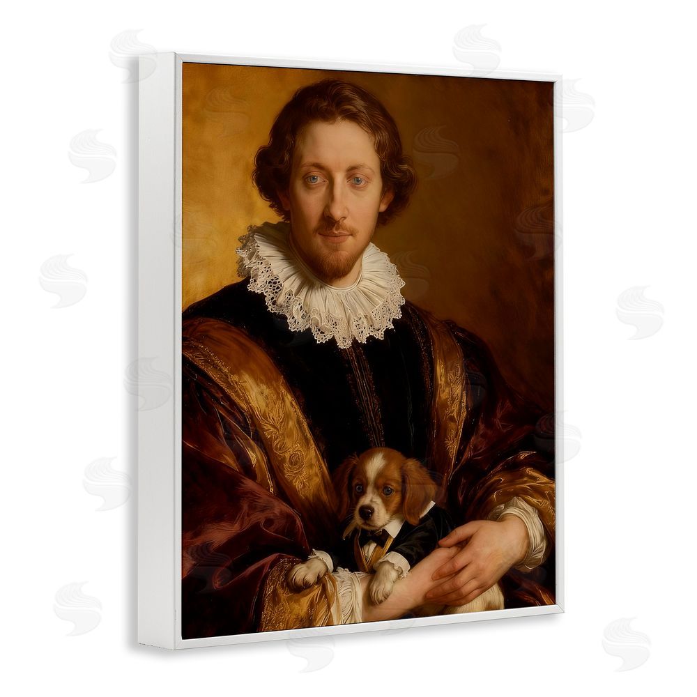 CAD Designs Renaissance Noble with Loyal Companion White Framed Giclee Wall Art Print