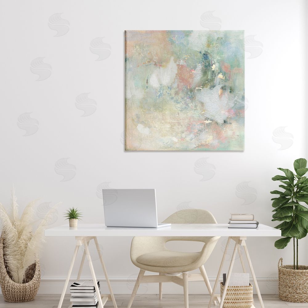 Carol Robinson Serene Pastel Brushstroke Harmony Stretched Canvas Wall Art in Room