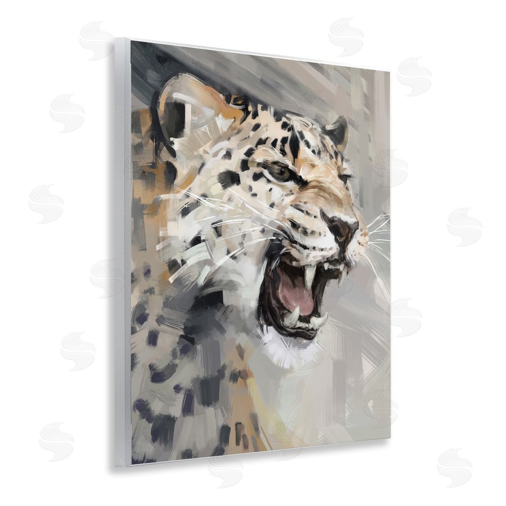 Ziwei Li Intense Roaring Leopard Wooden Wall Plaque Art Print