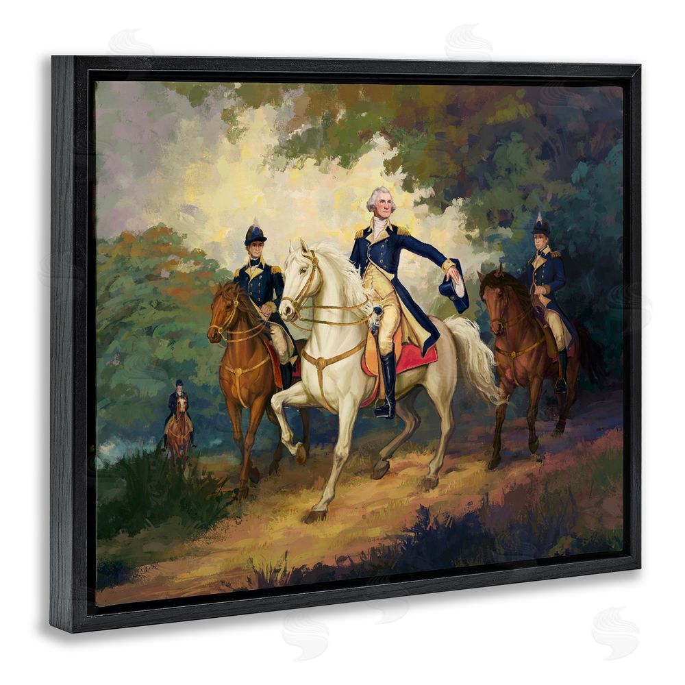 Ziwei Li Regal Commander on Horseback Black Floating Frame Canvas Wall Art Print