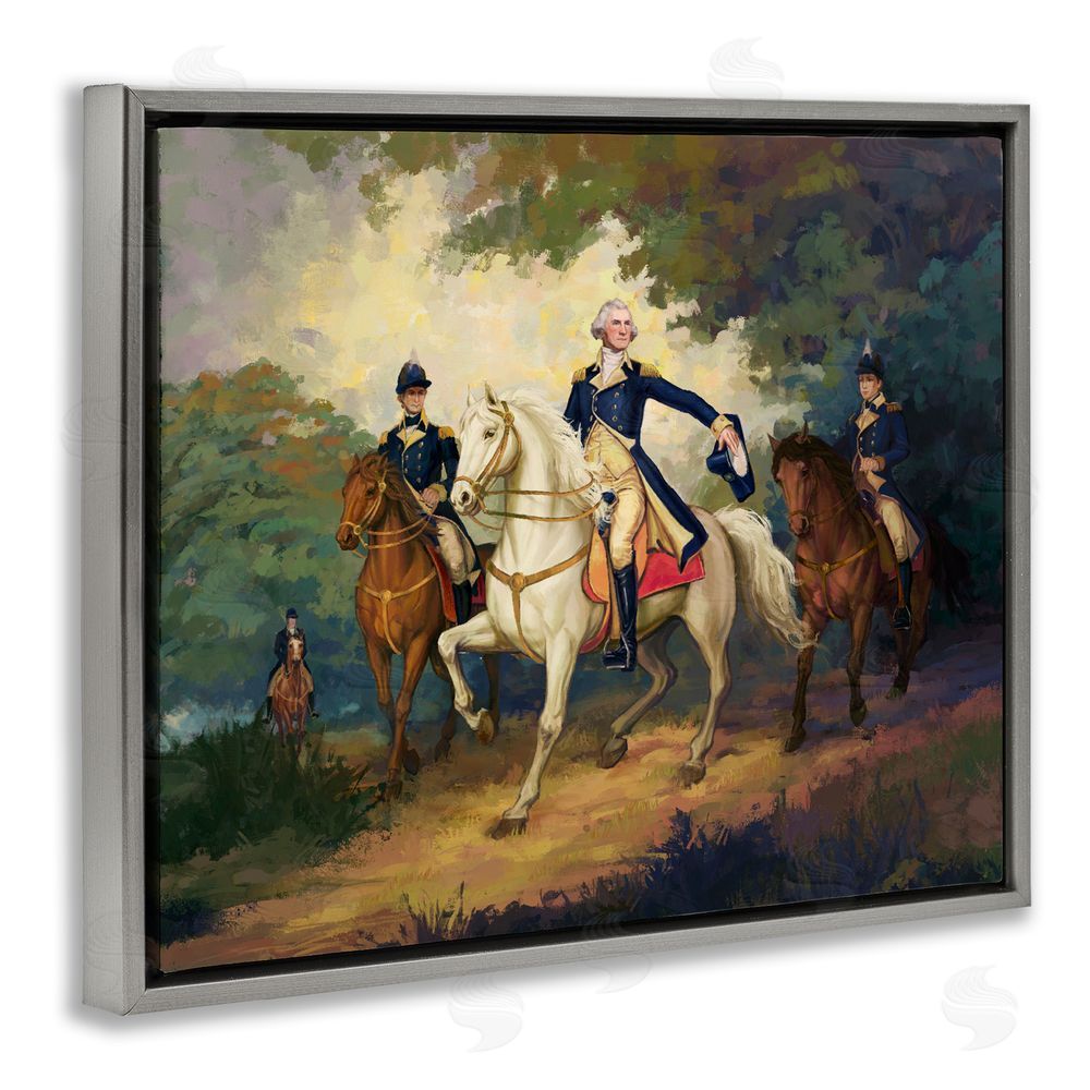 Ziwei Li Regal Commander on Horseback Gray Floating Frame Canvas Wall Art Print