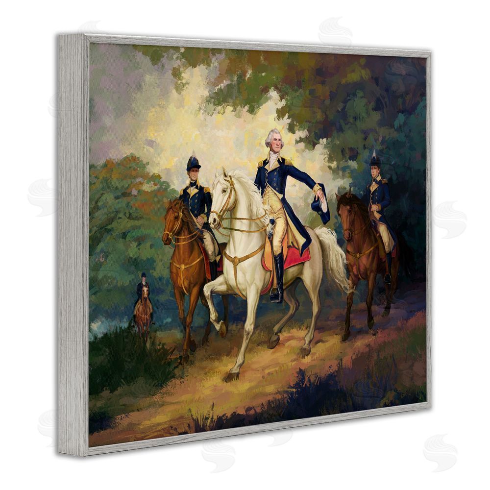 Ziwei Li Regal Commander on Horseback Gray Framed Giclee Wall Art Print