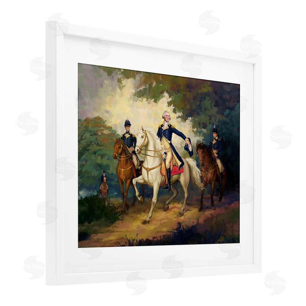 Ziwei Li Regal Commander on Horseback White Framed Print Under Glass Wall Art
