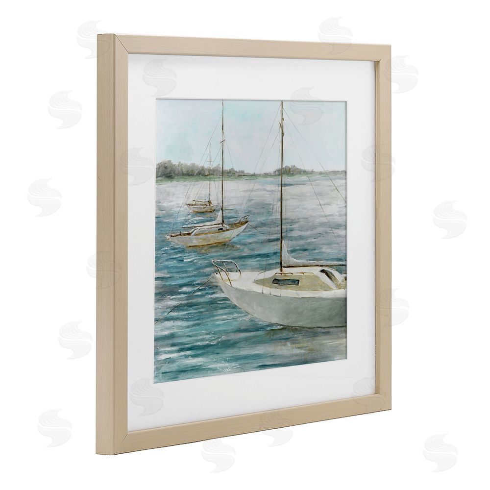 Lorenzo Collective Small Boats Resting in Harbor Brown Framed Print Under Glass Wall Art