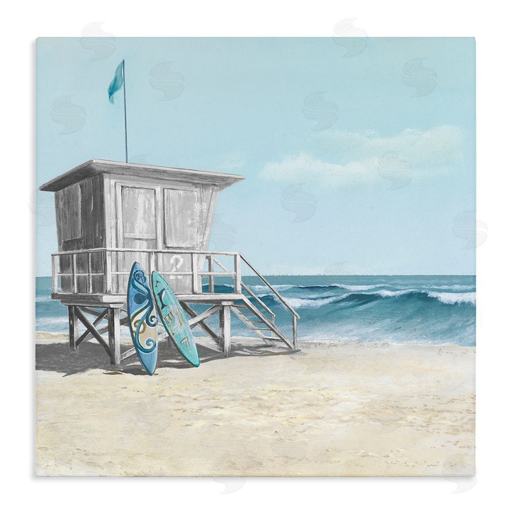 Lorenzo Collective Lifeguard Stand with Blue Boards Stretched Canvas Wall Art Print