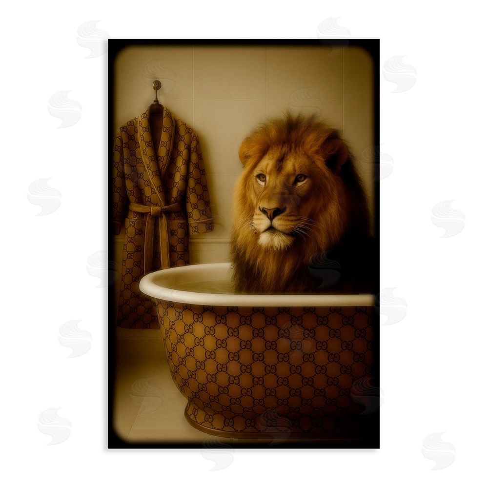Grotto Studios Couture Lion in Luxury Tub Stretched Canvas Wall Art