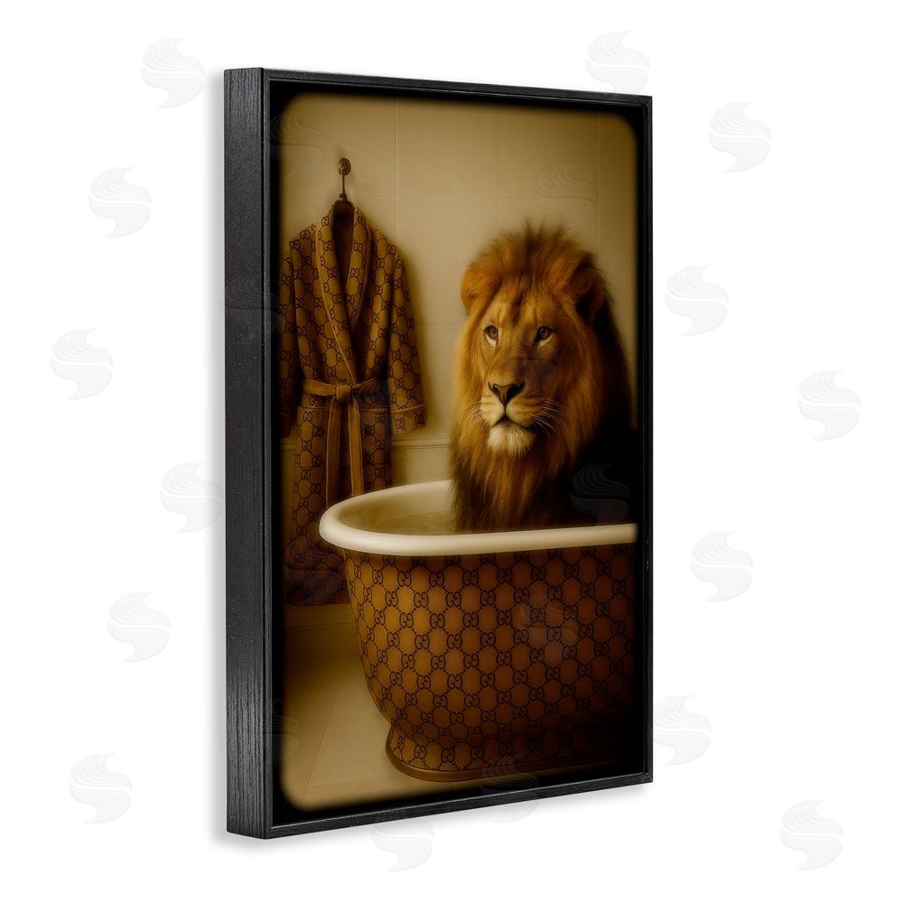 Grotto Studios Couture Lion in Luxury Tub Black Framed Giclee Wall Art Print