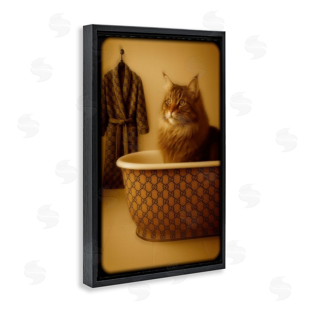 Grotto Studios Couture Main Coon in Luxury Tub Black Floating Frame Canvas Wall Art Print