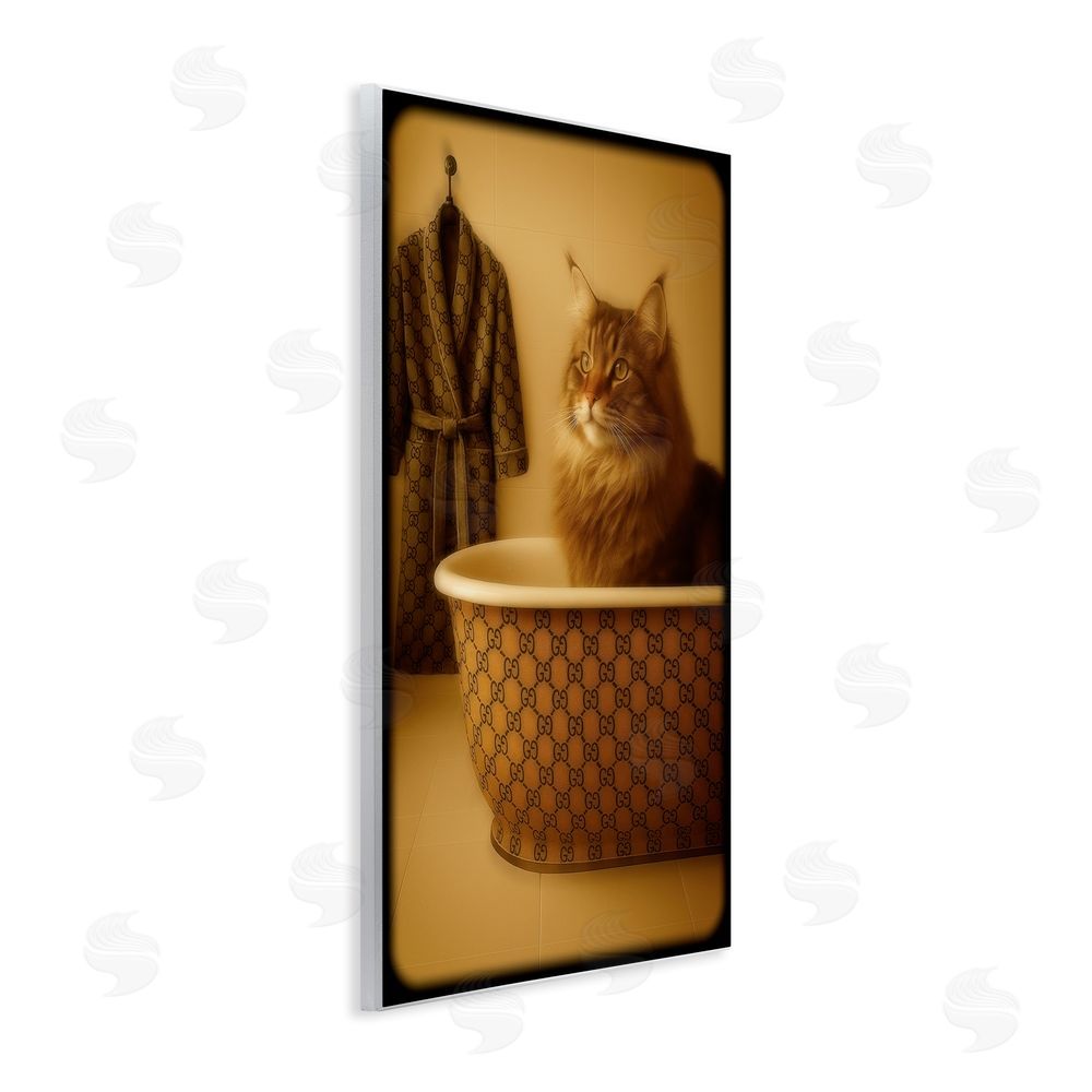 Grotto Studios Couture Main Coon in Luxury Tub Wall Plaque with Fixed Lithograph Print
