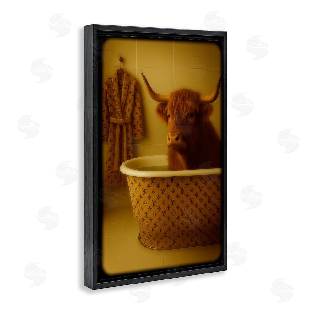 Grotto Studios Couture Highland in Luxury Tub Black Floating Frame Canvas Wall Art Print