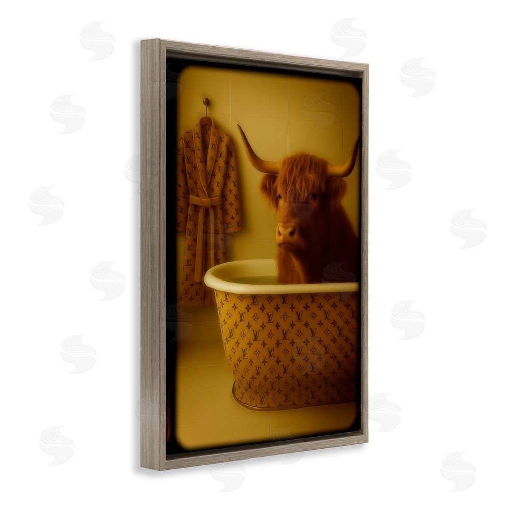 Grotto Studios Couture Highland in Luxury Tub Brown Floating Frame Canvas Wall Art Print