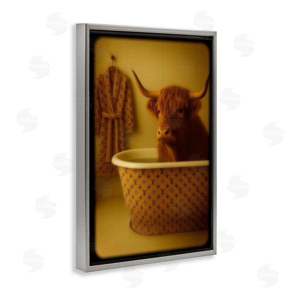Grotto Studios Couture Highland in Luxury Tub Gray Floating Frame Canvas Wall Art Print