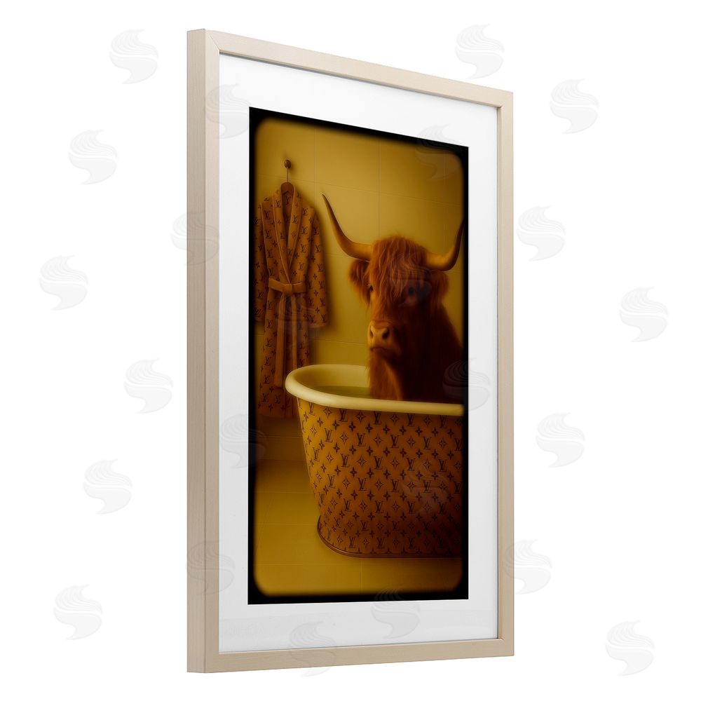 Grotto Studios Couture Highland in Luxury Tub Brown Framed Print Under Glass Wall Art