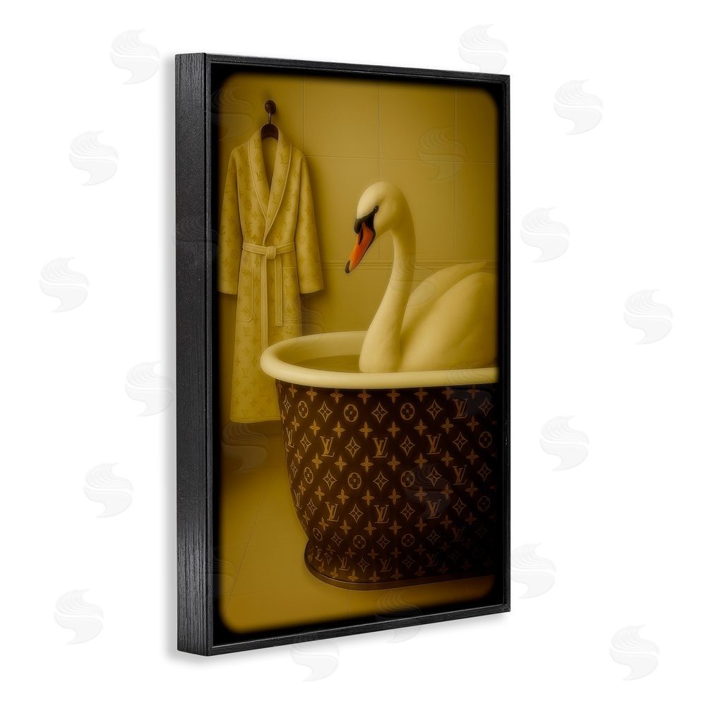 Grotto Studios Couture Swan in Luxury Tub Black Framed Giclee Wall Art Print