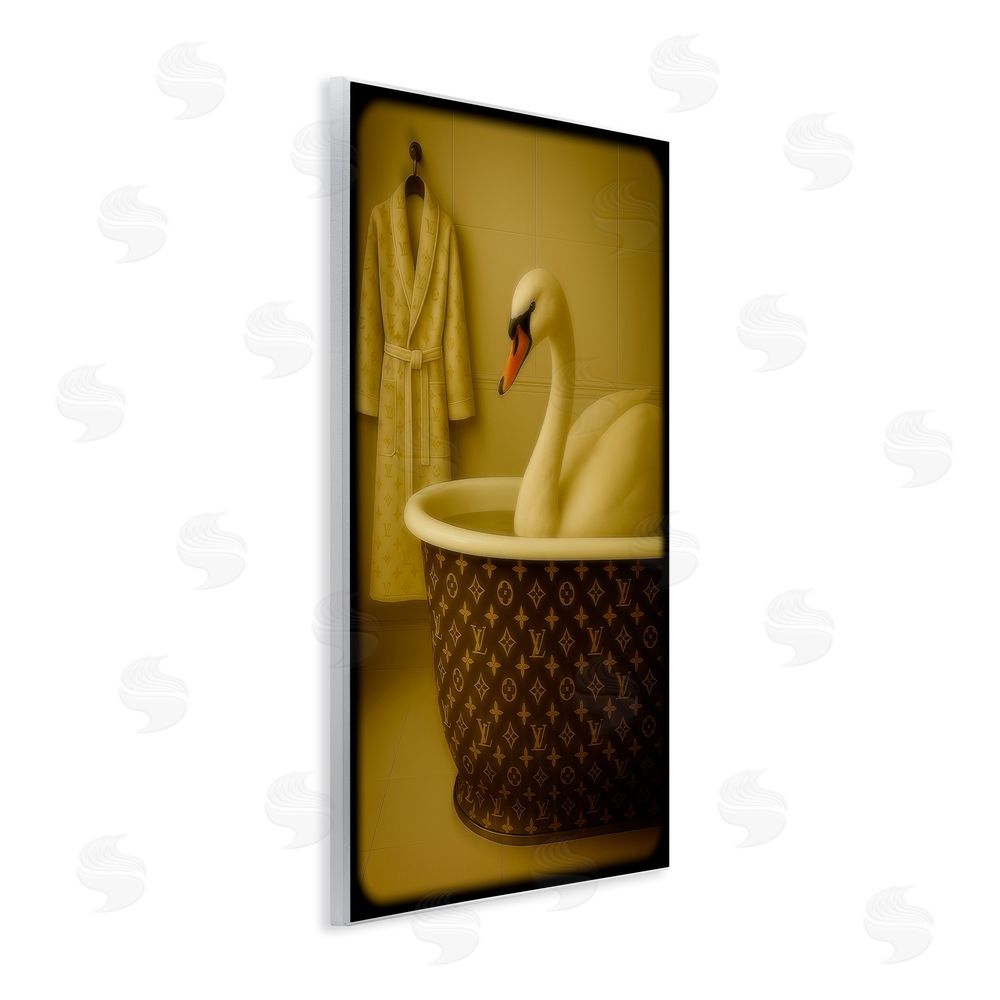 Grotto Studios Couture Swan in Luxury Tub Wall Plaque with Fixed Lithograph Print