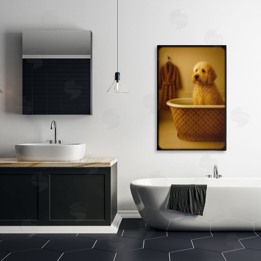 Grotto Studios Couture Dog in Luxury Tub Stretched Canvas Wall Art in Room