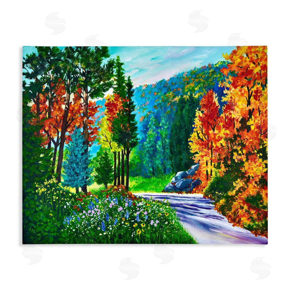 Lee Ann Zirbes Sunlit Autumn Woodland Pathway Stretched Canvas Wall Art Print