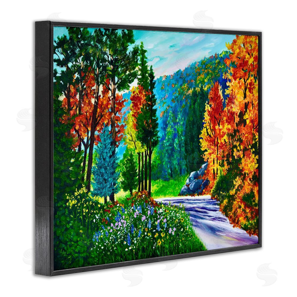 Lee Ann Zirbes Sunlit Autumn Woodland Pathway Black Framed Giclee Wall Art Print