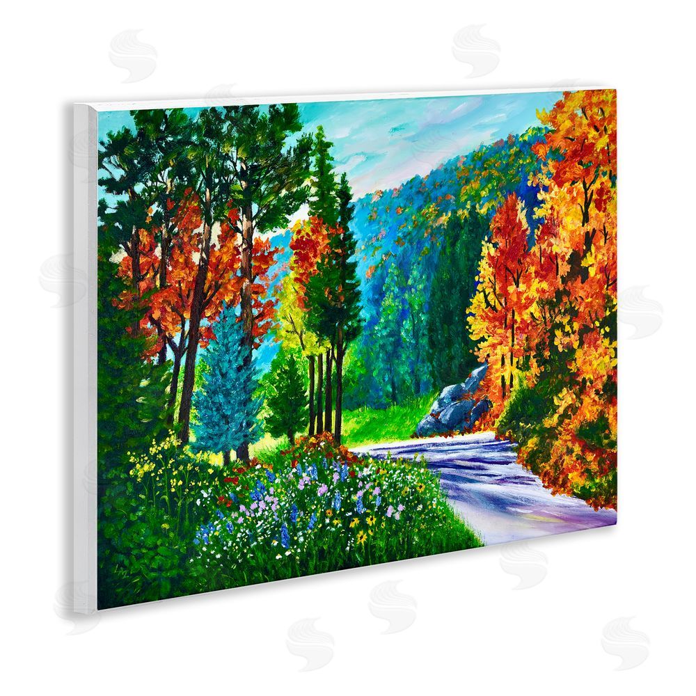 Lee Ann Zirbes Sunlit Autumn Woodland Pathway Wall Plaque Printed Art