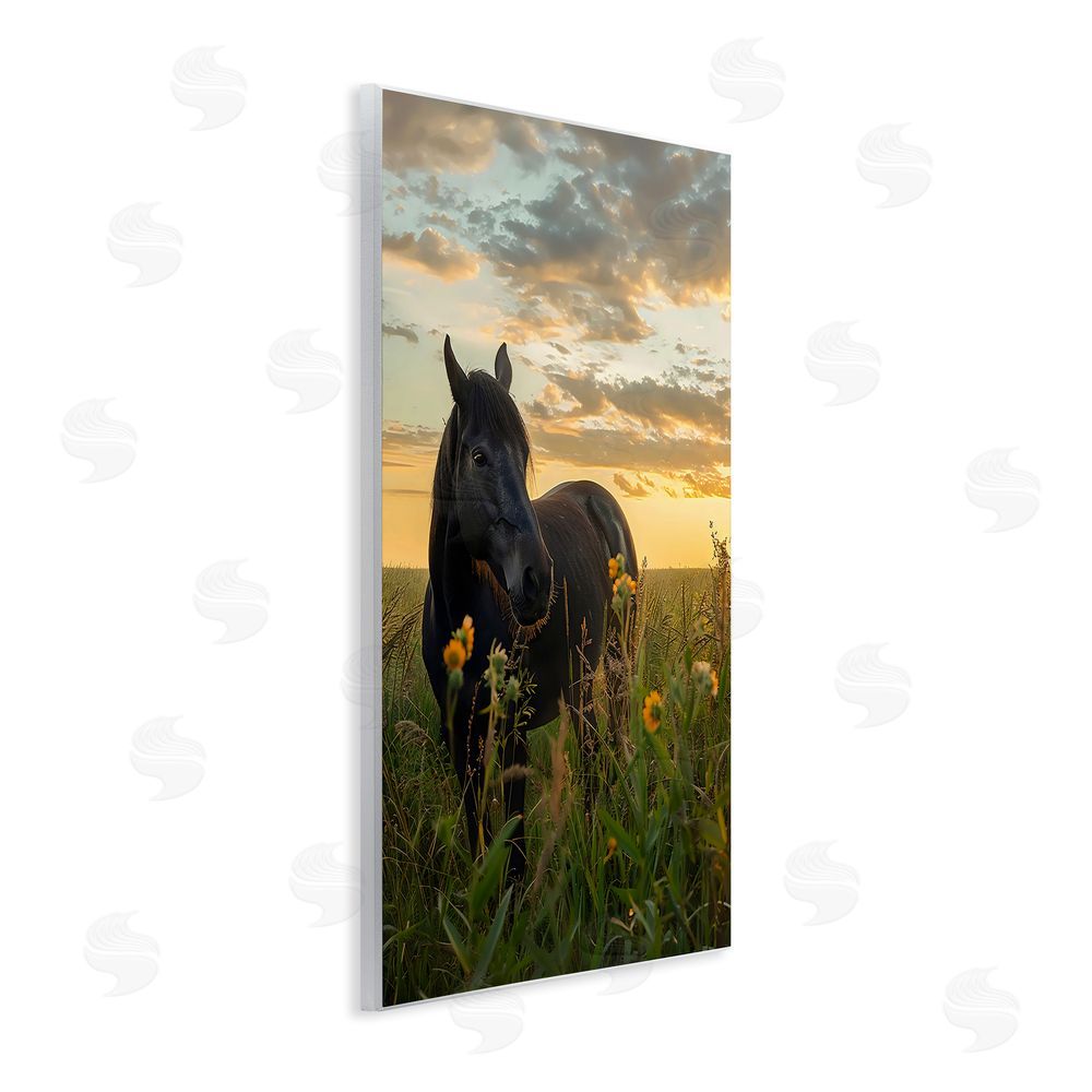 Creative Studio Standing In Field Of Flowers Wall Plaque Printed Art