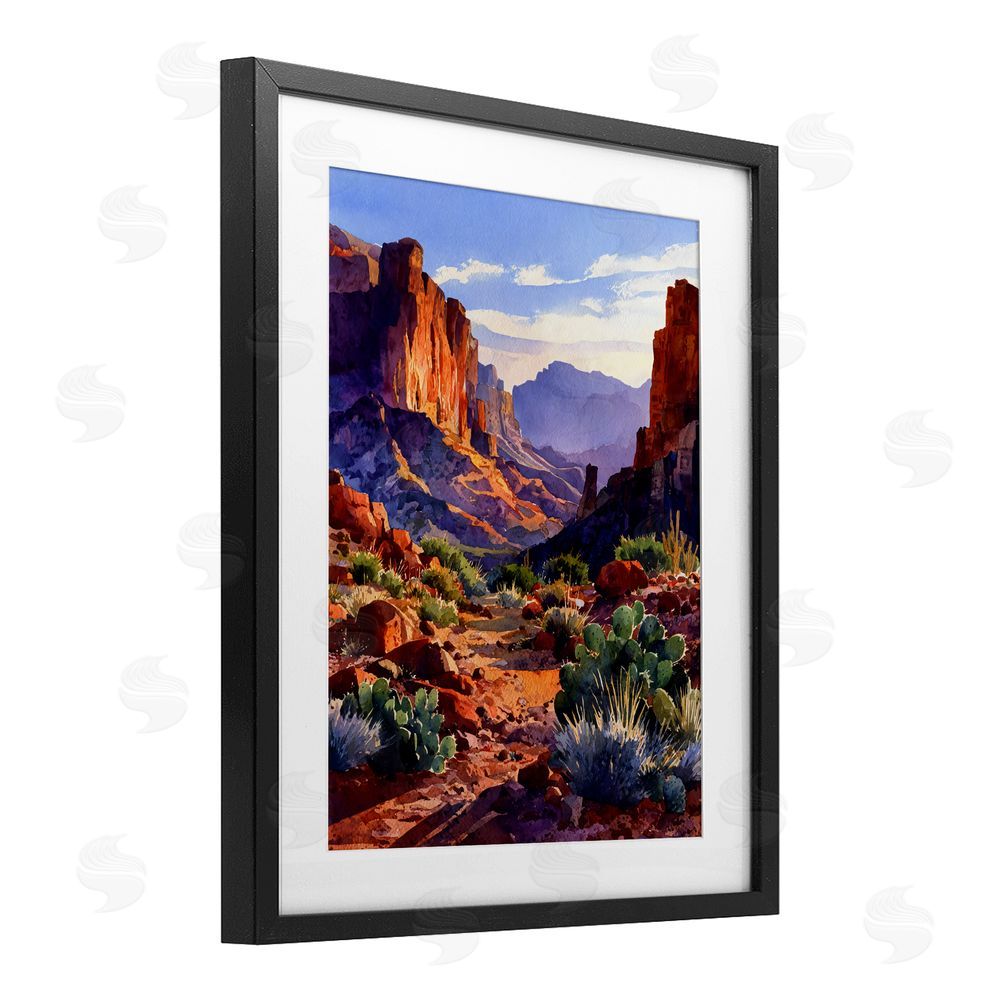 Franklyn Gregory Western Colors Earthy Desert Black Framed Print Under Glass with White Mat Wall Art