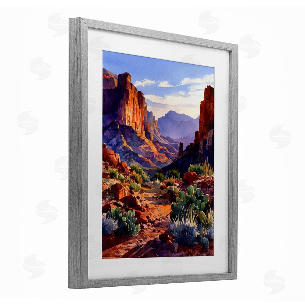 Franklyn Gregory Western Colors Earthy Desert Gray Framed Print Under Glass with White Mat Wall Art