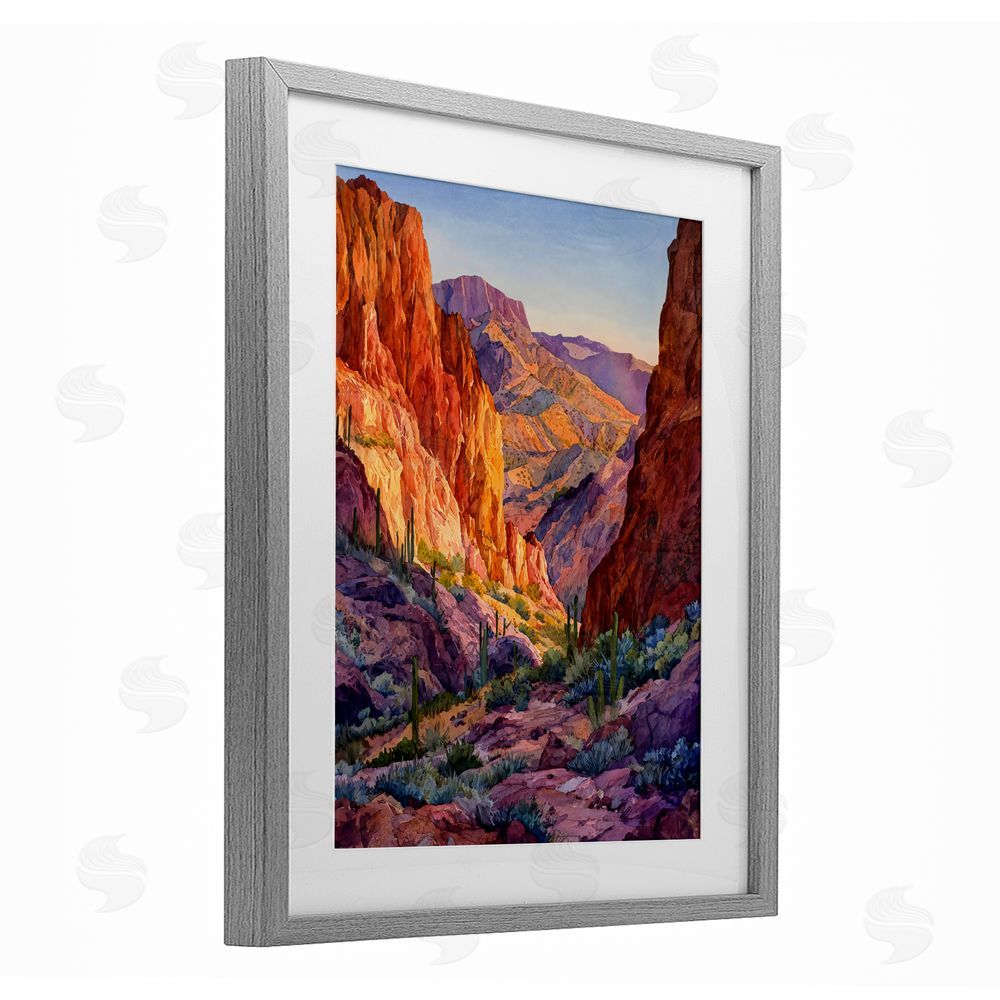 Franklyn Gregory Western Colors Canyon Gray Framed Print Under Glass with White Mat Wall Art