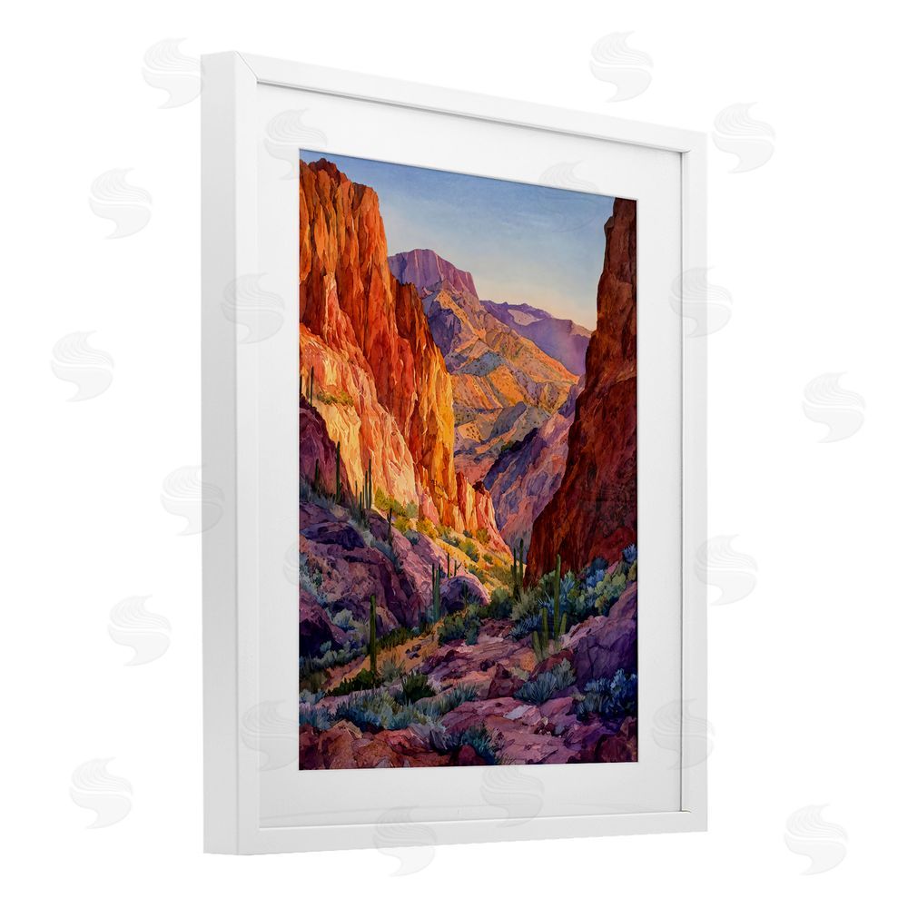 Franklyn Gregory Western Colors Canyon White Framed Print Under Glass with White Mat Wall Art