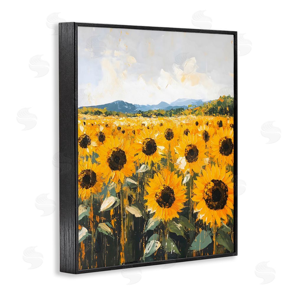 Creative Studio Beautiful Sunflowers in Field Black Framed Giclee Wall Art Print