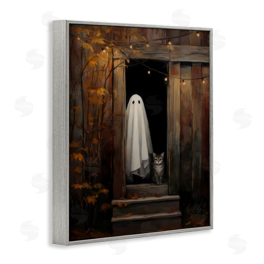 Arlington Prints Barn Ghost and Cat Gray Framed Giclee Wall Art Print