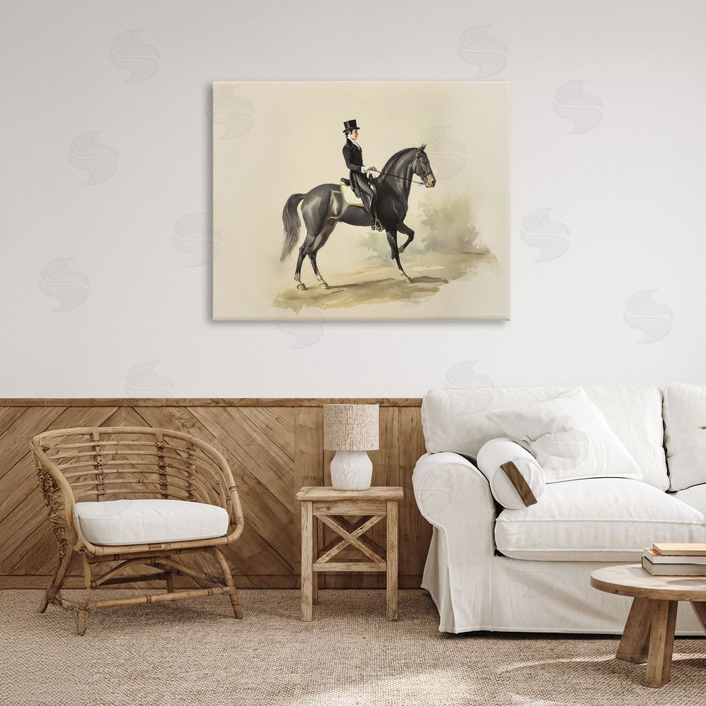 Sisi and Seb Gentleman On A Horse Stretched Canvas Wall Art in Room