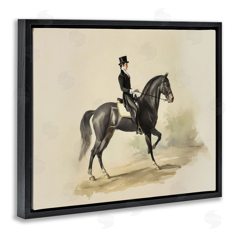 Sisi and Seb Gentleman On A Horse Black Floating Framed Canvas Wall Art