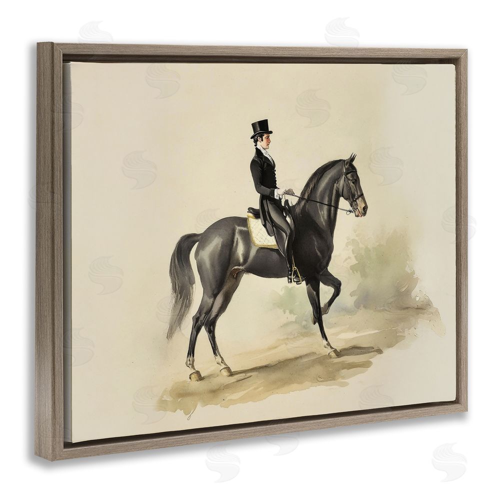 Sisi and Seb Gentleman On A Horse Brown Floating Framed Canvas Wall Art