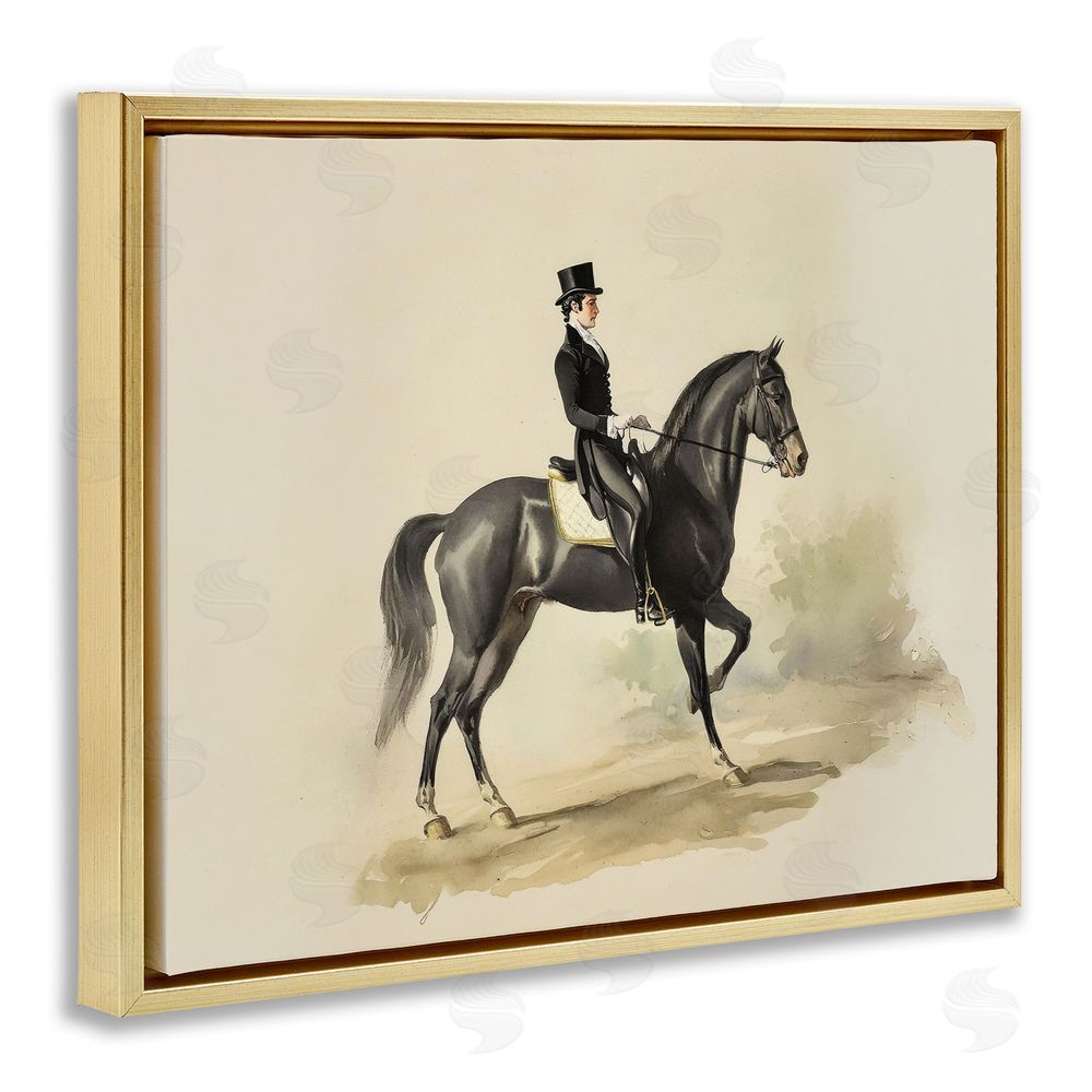 Sisi and Seb Gentleman On A Horse Gold Floating Framed Canvas Wall Art