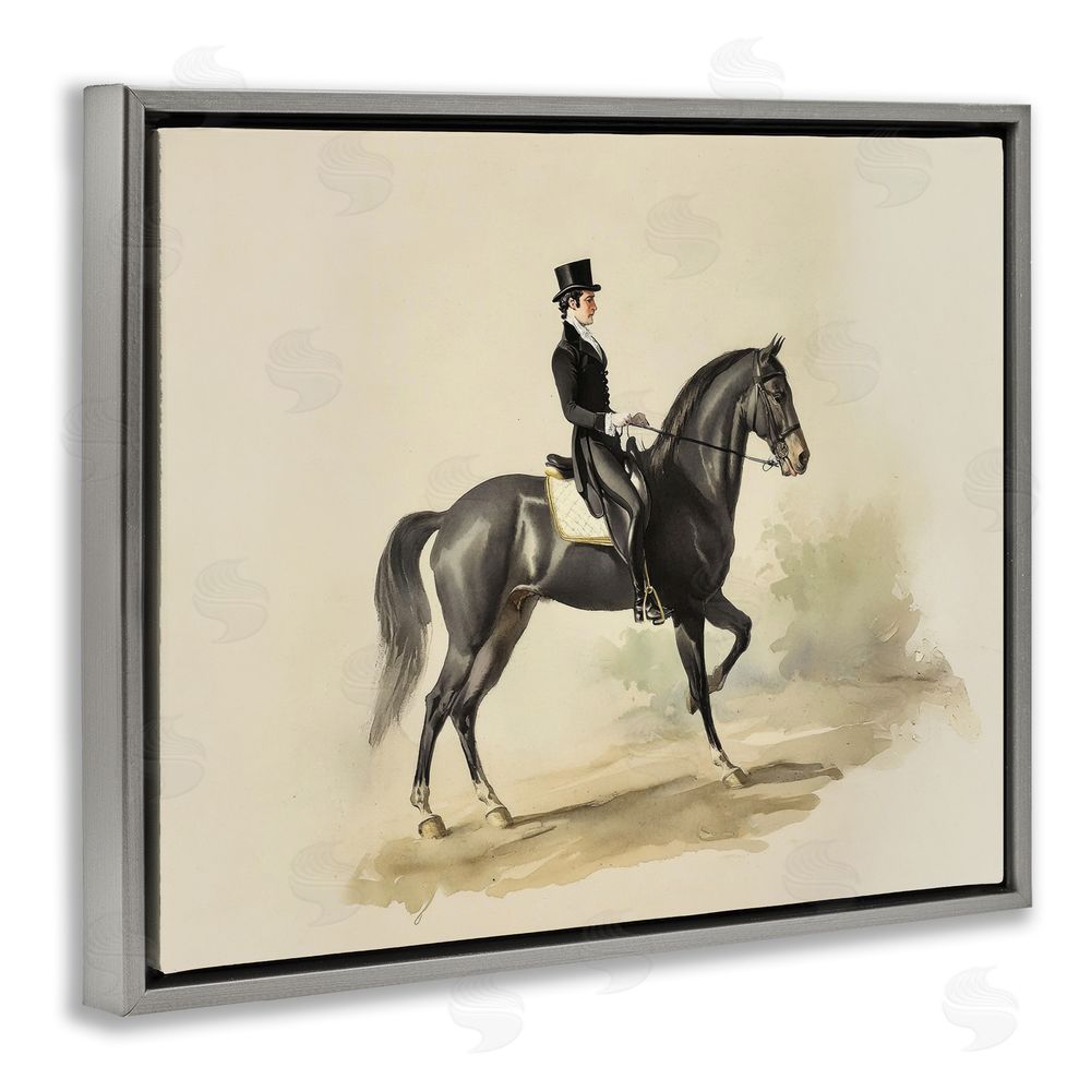 Sisi and Seb Gentleman On A Horse Gray Floating Framed Canvas Wall Art