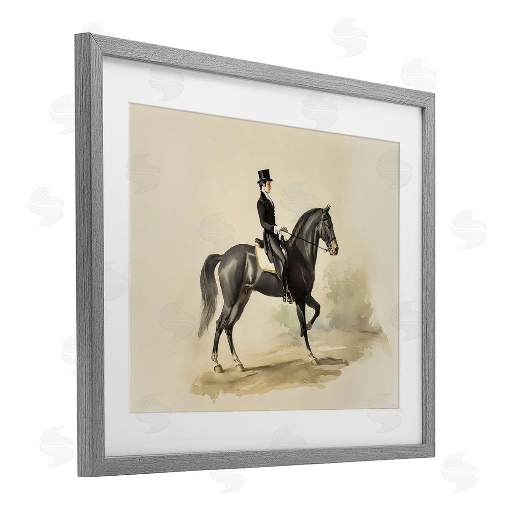 Sisi and Seb Gentleman On A Horse Gray Framed Print Under Glass Wall Art