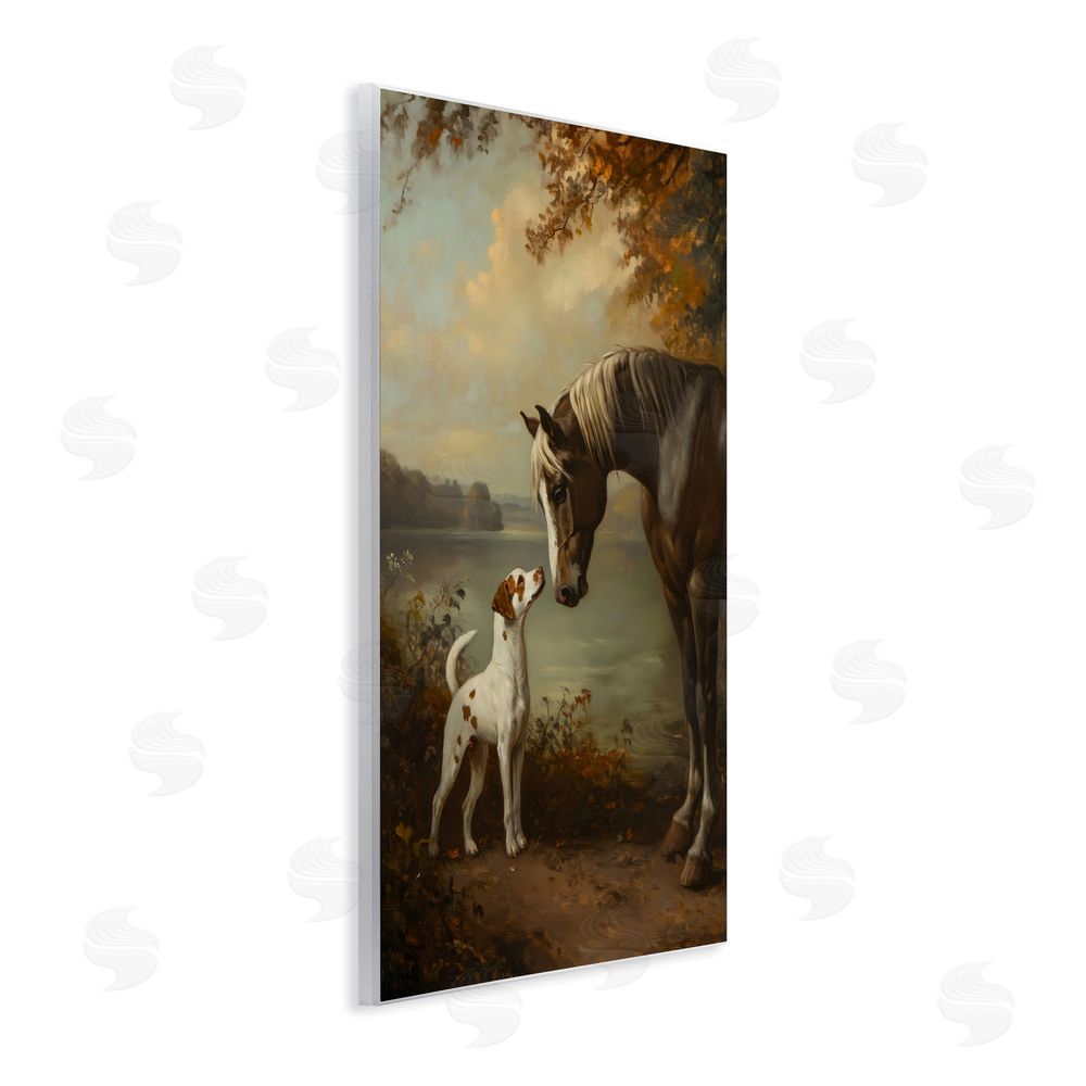 Petal Prints Design Autumn Companions Hunting Party Wall Plaque Art Print with White Foil Wrap