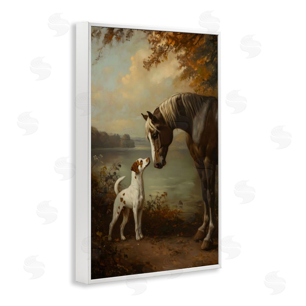 Petal Prints Design Autumn Companions Hunting Party White Framed Giclee Wall Art Print