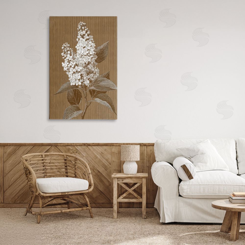 Petal Prints Design Vintage Striped Lilac Study Stretched Canvas on Wall