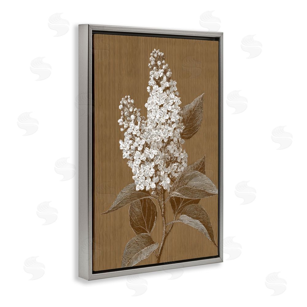 Petal Prints Design Vintage Striped Lilac Study Gray Floating Framed Canvas Wall Art Print