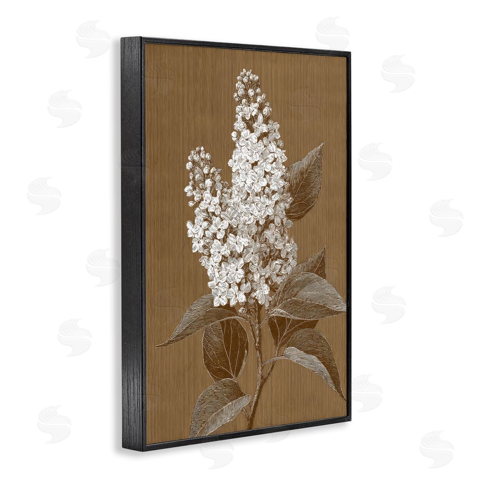 Petal Prints Design Vintage Striped Lilac Study Black Framed Giclee Wall Art Print