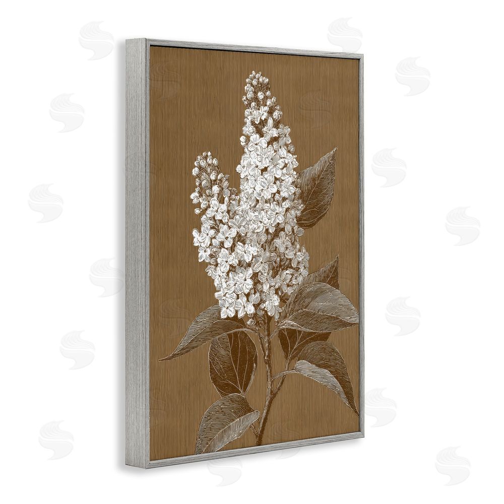 Petal Prints Design Vintage Striped Lilac Study Gray Framed Giclee Wall Art Print