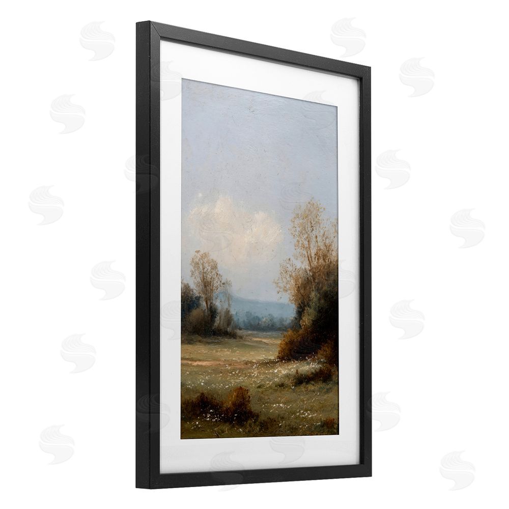 Petal Prints Design Silent Little Meadow Black Framed Print Under Glass with White Mat Wall Art