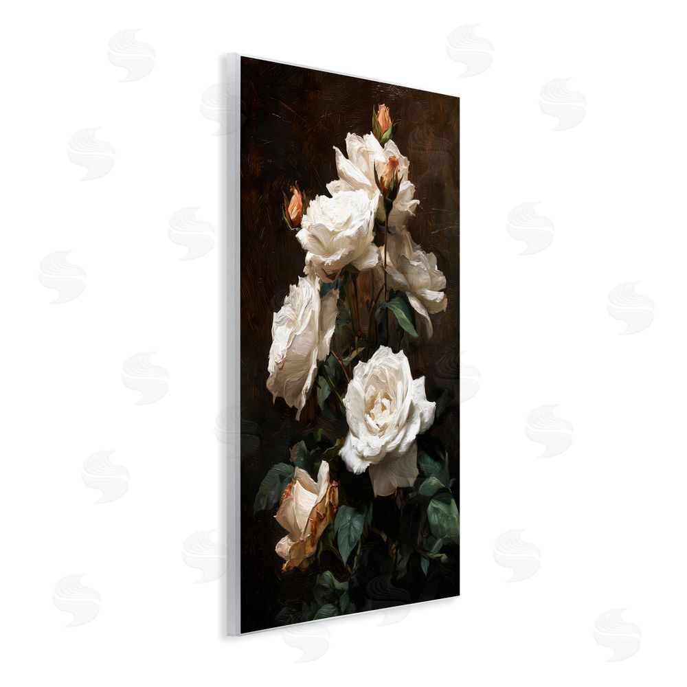 Petal Prints Design Tower of White Roses Wall Plaque Printed Art