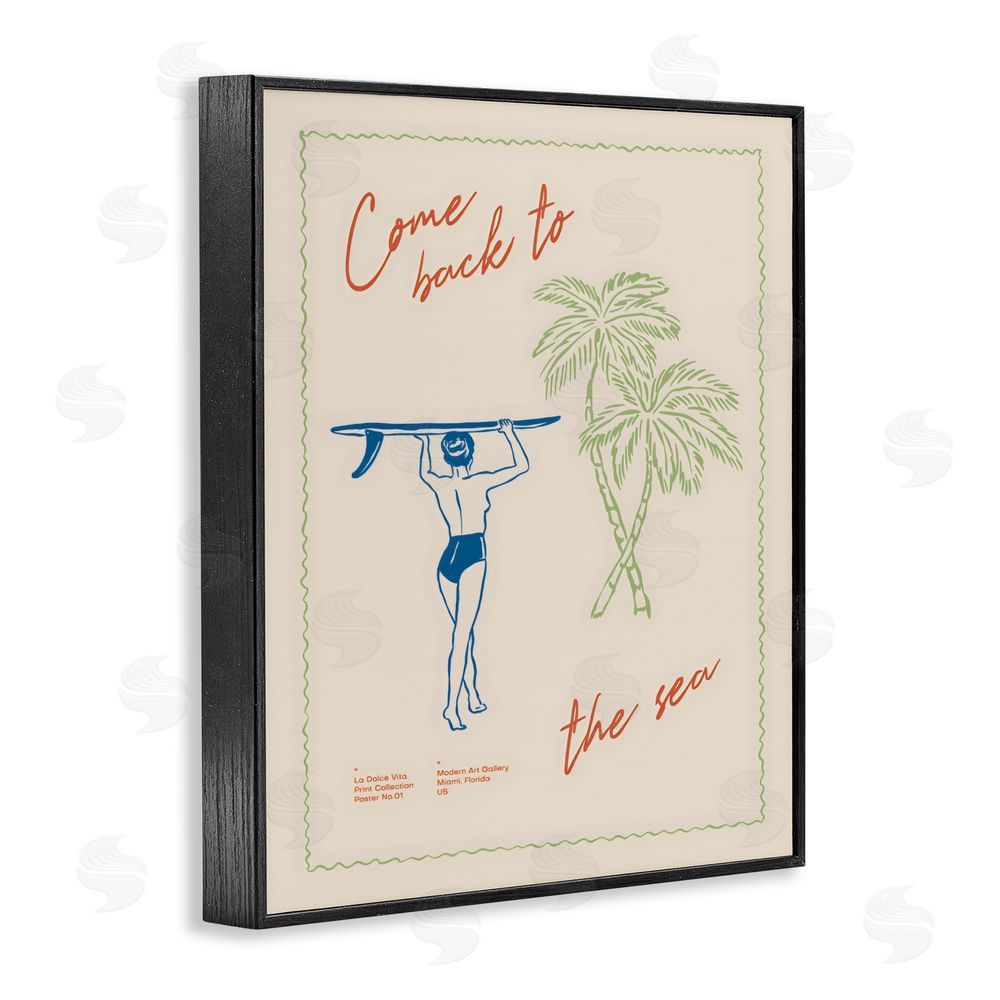 The Prints Vibe Come Back To The Sea Black Framed Giclee Wall Art Print
