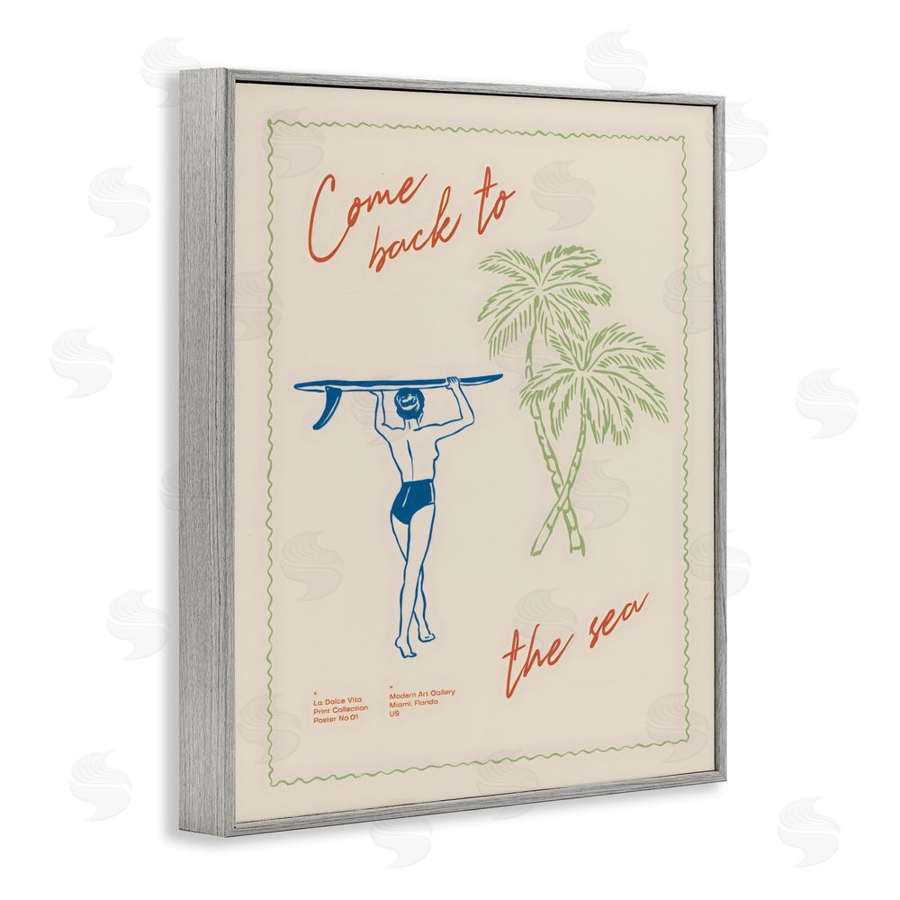 The Prints Vibe Come Back To The Sea Gray Framed Giclee Wall Art Print