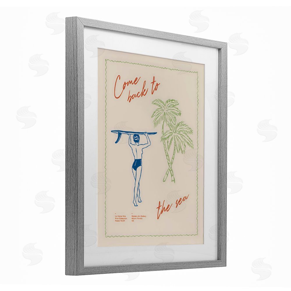 The Prints Vibe Come Back To The Sea Gray Framed Print Under Glass Wall Art
