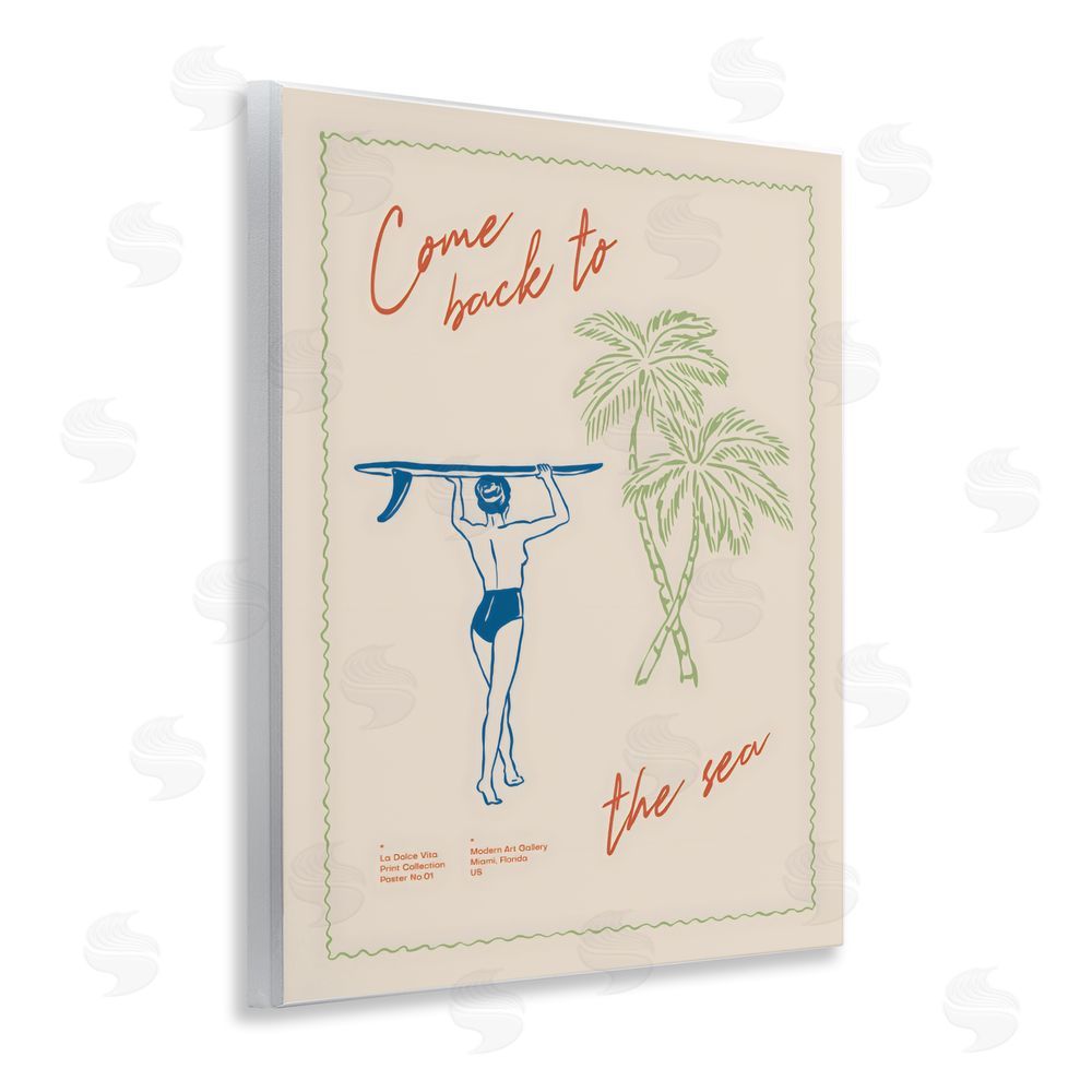 The Prints Vibe Come Back To The Sea Wall Plaque with Fixed Lithograph Print